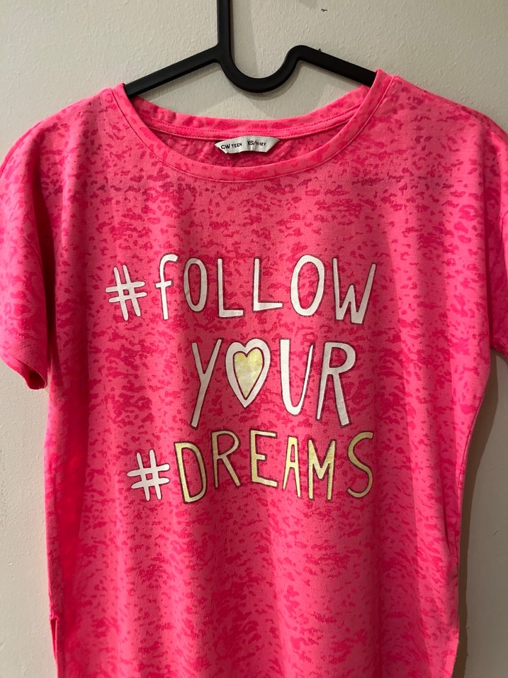 Kız Çocuk Pembe Baskılı Tişört - Görsel 4