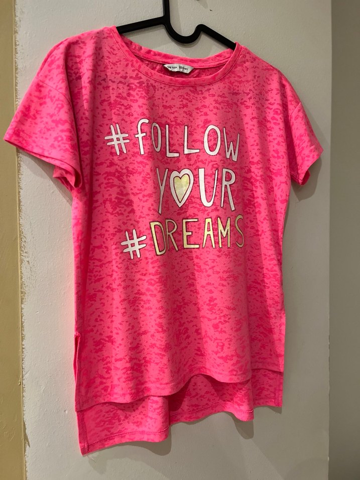 Kız Çocuk Pembe Baskılı Tişört - Görsel 2