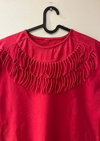 Kız Çocuk Kırmızı Fırfırlı Tişört - Görsel 4