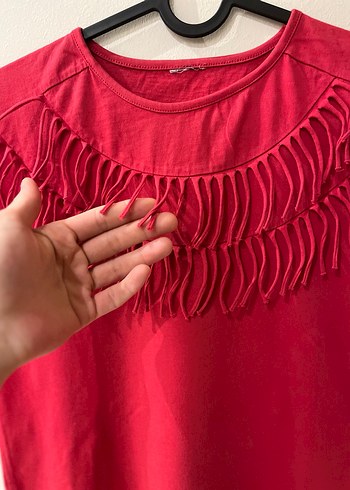 Kız Çocuk Kırmızı Fırfırlı Tişört - Görsel 5