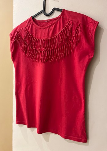 Kız Çocuk Kırmızı Fırfırlı Tişört - Görsel 3