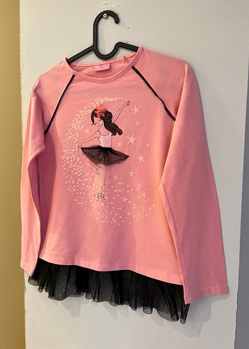 Kız Çocuk Pembe Uzun Kollu Fırfırlı Tişört - Görsel 3