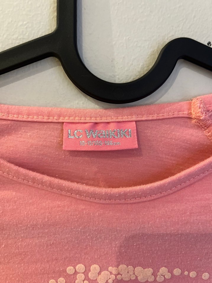 Kız Çocuk Pembe Uzun Kollu Fırfırlı Tişört - Görsel 4