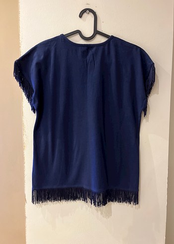 Renkli Nakışlı Püsküllü Mavi Tişört - Görsel 6