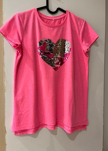 Pullu Kalp Desenli Kız Tişörtü - Görsel 2