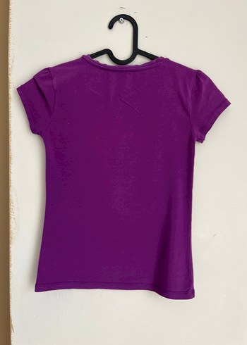 Kız Çocuk Mor Baskılı Tişört - Görsel 4