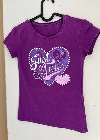 Kız Çocuk Mor Baskılı Tişört - Görsel 3