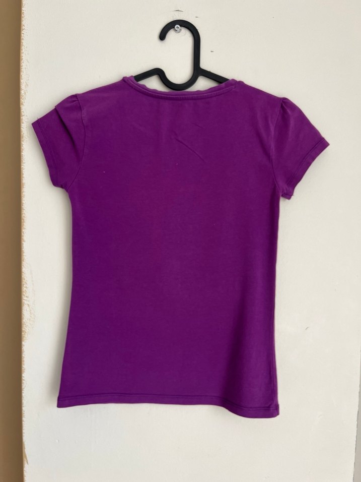 Kız Çocuk Mor Baskılı Tişört - Görsel 4