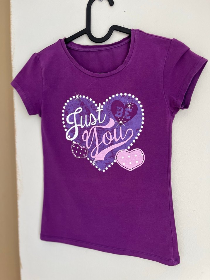 Kız Çocuk Mor Baskılı Tişört - Görsel 3