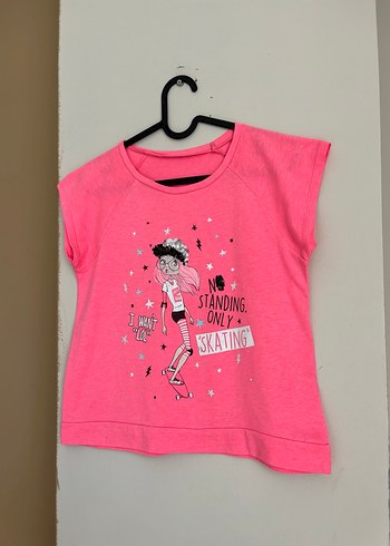 Kız Çocuk Pembe Kısa Kollu Baskılı Tişört - Görsel 3