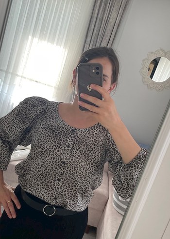 Mango leopar desen gömlek bluz