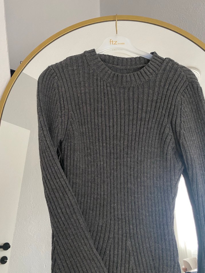 Gri Fitilli Triko Midi Elbise - Görsel 2