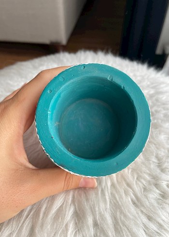 Diğer Renkli Turkuaz Çiçekli Seramik saksı