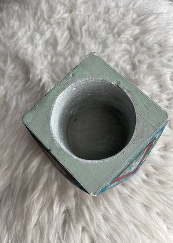  Beden turkuaz Renk Turkuaz Gri Kübik kil saksı
