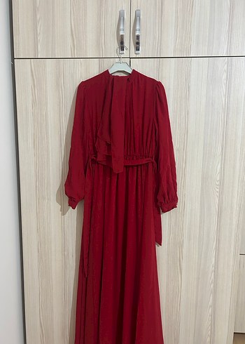 m Beden bordo Renk Bordo Uzun Salaş Kadın Elbise