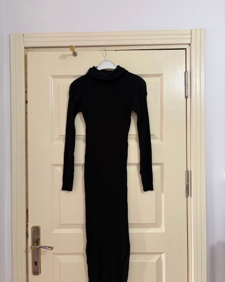 Siyah Uzun Kalem Elbise - Görsel 2