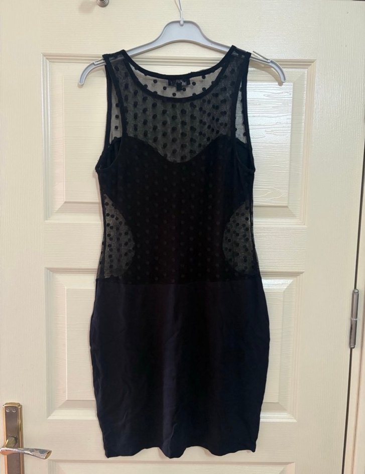 Dantel Detaylı Siyah Midi Elbise - Görsel 2