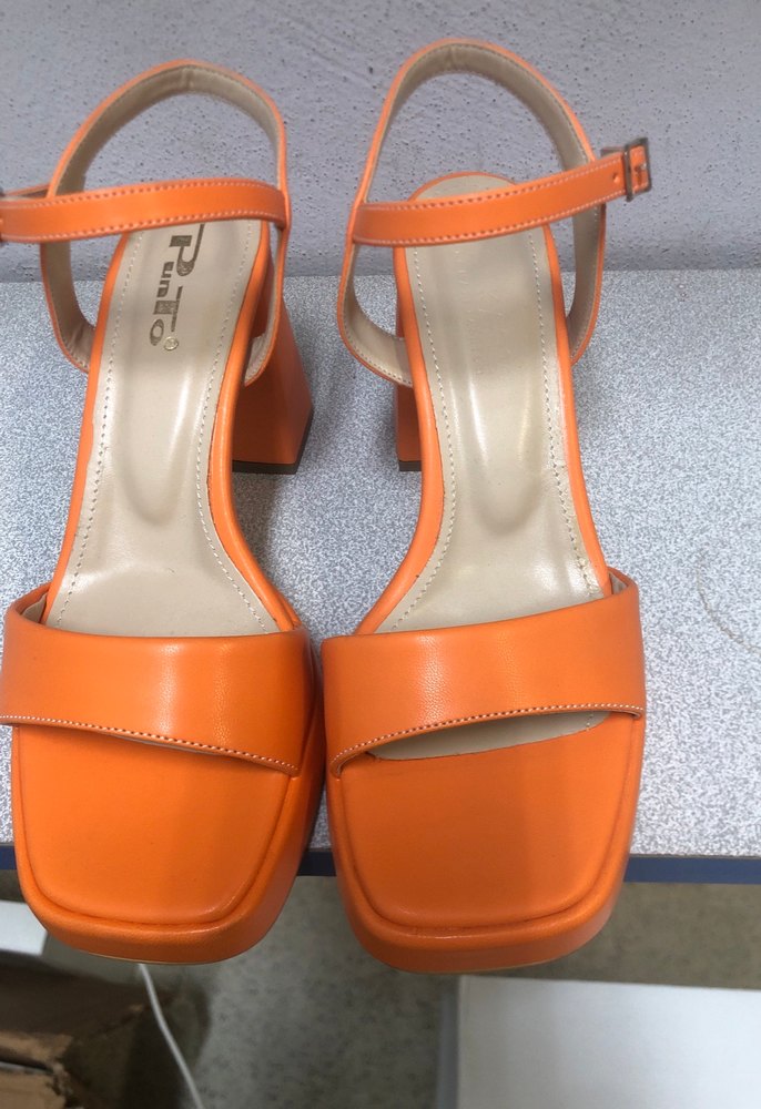 Turuncu Deri Kadın Platform Topuklu Sandalet 97 - Görsel 2