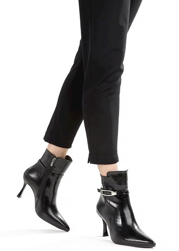 Siyah Parlak Deri Stiletto Topuklu Kadın Bot - Görsel 2