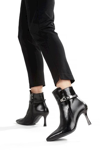 Siyah Parlak Deri Stiletto Topuklu Kadın Bot - Görsel 3