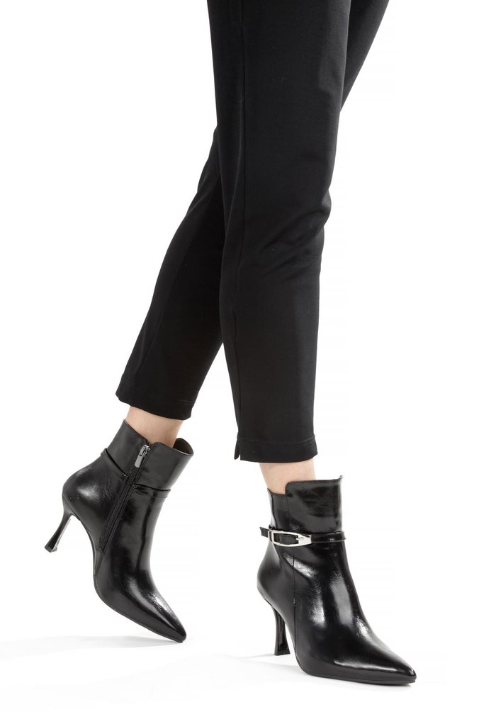 Siyah Parlak Deri Stiletto Topuklu Kadın Bot - Görsel 2