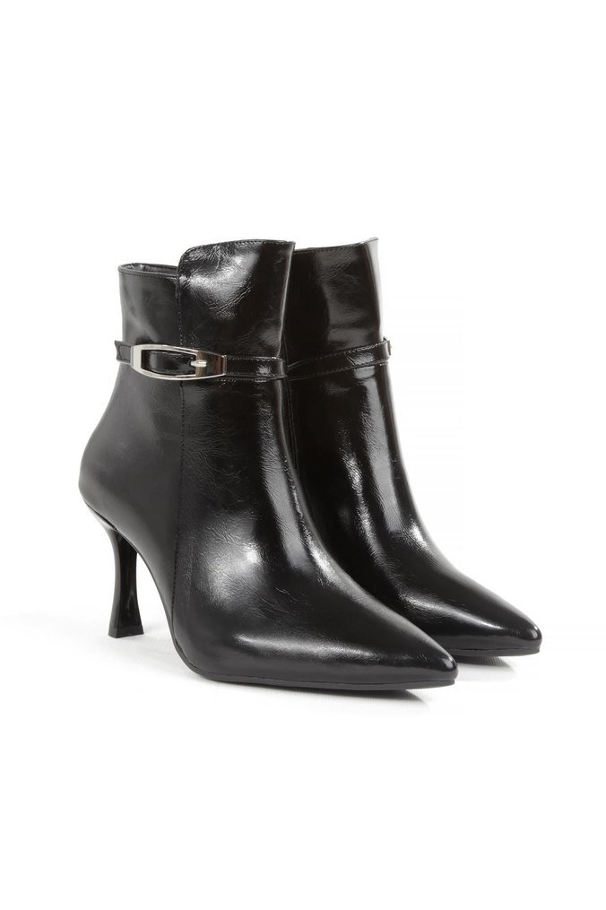 Siyah Parlak Deri Stiletto Topuklu Kadın Bot - Görsel 4
