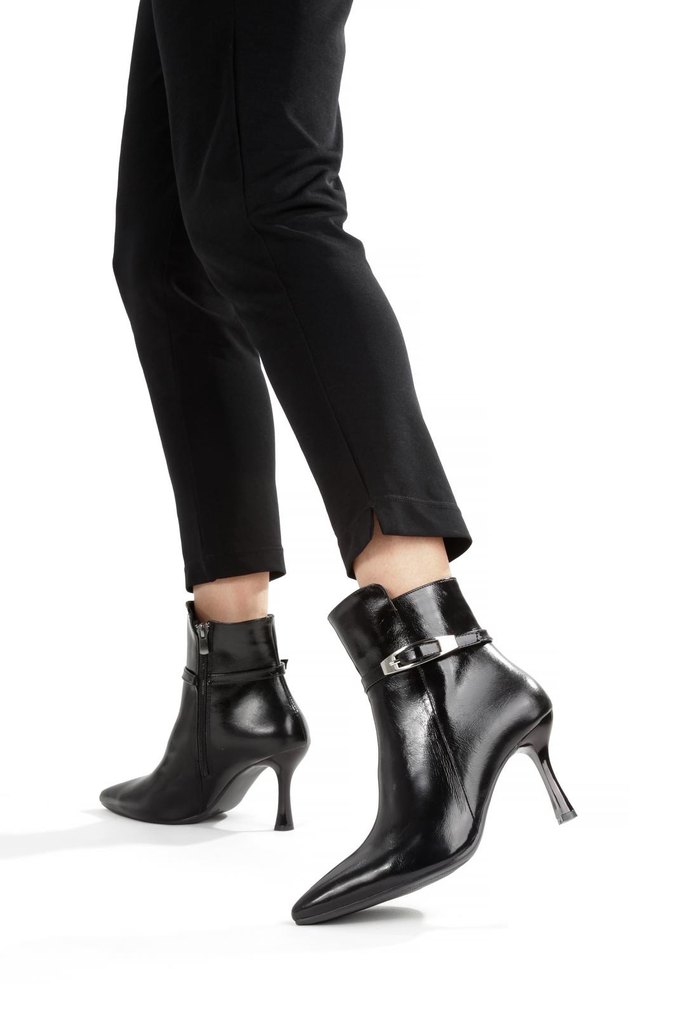 Siyah Parlak Deri Stiletto Topuklu Kadın Bot - Görsel 3