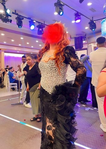 Abiye Uzun Kollu Straplez Prenses Gelinlik