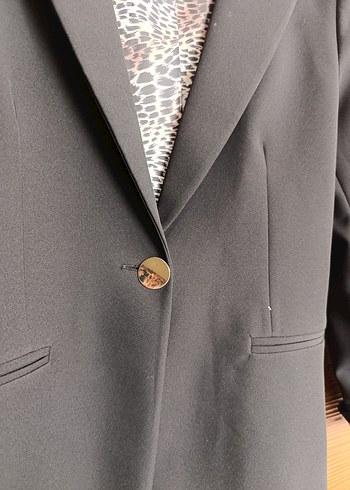 xl Beden siyah Renk Düğmeli Siyah Kadın Midi Blazer