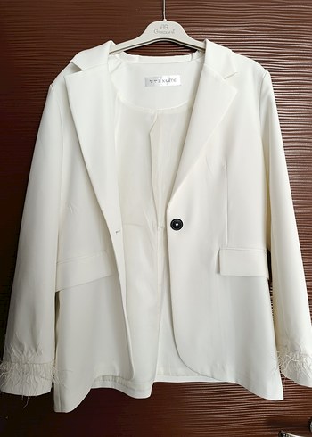 Diğer Düğmeli Beyaz Kadın Mini Blazer
