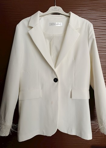 Düğmeli Beyaz Kadın Mini Blazer