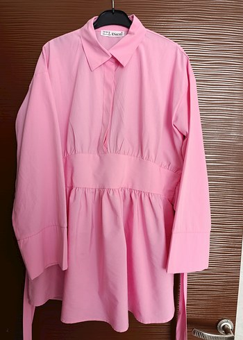 Pembe Mini Düğmeli Uzun Kollu Gömlek