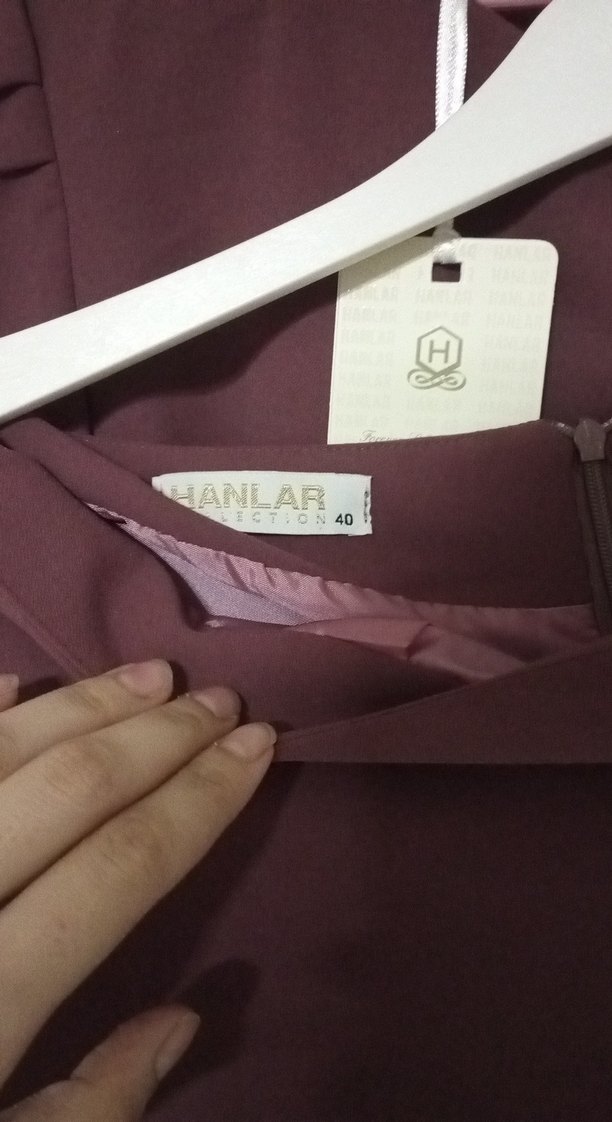 Bordo Uzun Kollu Pliseli Ofis Elbisesi - Görsel 5