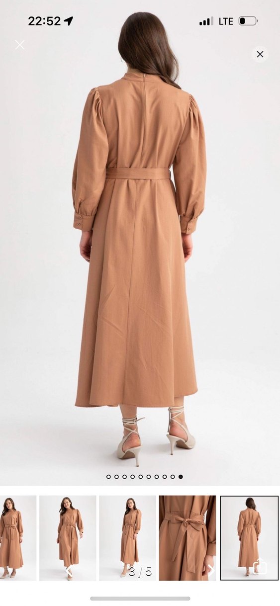 Defacto Camel Renkli Uzun Kadın Elbise - Görsel 3