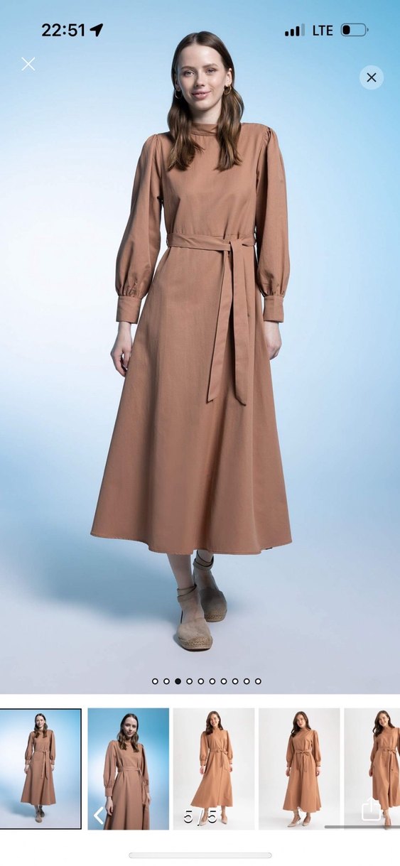 Defacto Camel Renkli Uzun Kadın Elbise - Görsel 5