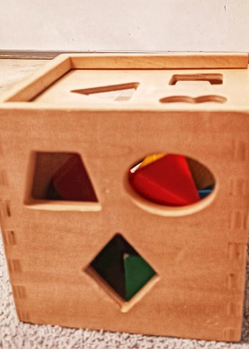  Beden Ahşap Çok Renkli Şekil Eşleştirme Kutusu Montessori