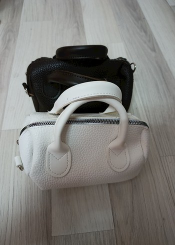 Beyaz Deri Kadın Çanta, Fermuarlı - Görsel 2