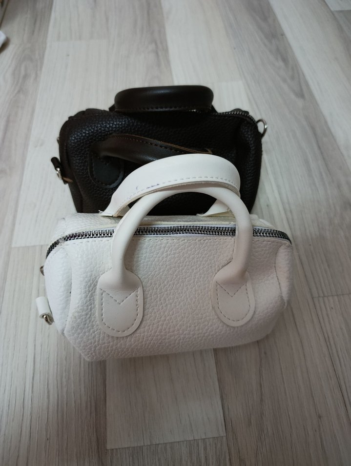 Beyaz Deri Kadın Çanta, Fermuarlı - Görsel 2