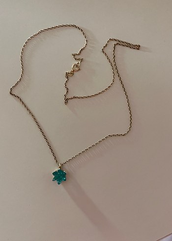 925 ayar gümüş Mini Turkuaz Zincir Detaylı Kadın Kolye - Görsel 2