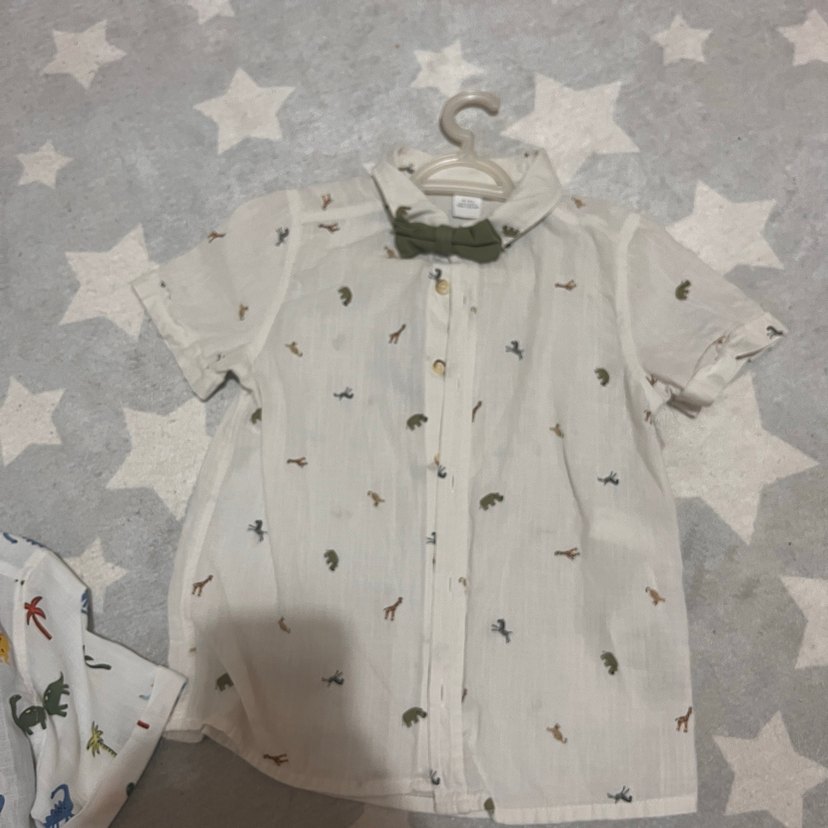 Erkek Çocuk Beyaz Kısa Kollu Desenli Gömlek - Görsel 3