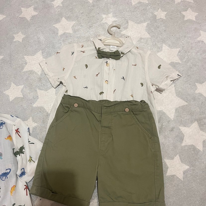 Erkek Çocuk Beyaz Kısa Kollu Desenli Gömlek - Görsel 2