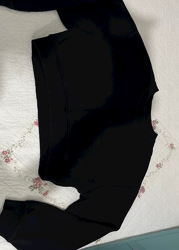 Siyah Kadın İnce Kesim Sweatshirt