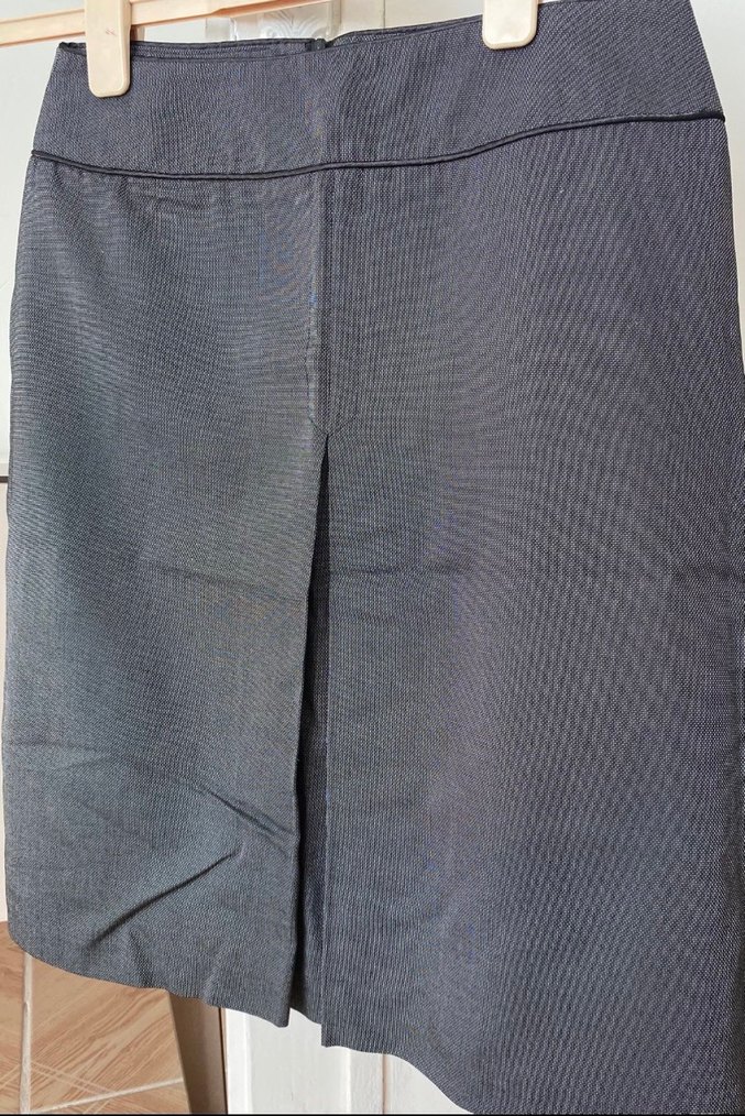 Gri Pilili Midi dar Etek - Görsel 3