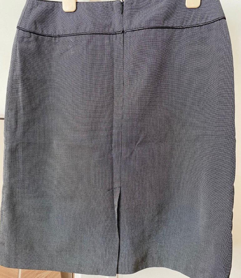 Gri Pilili Midi dar Etek - Görsel 2