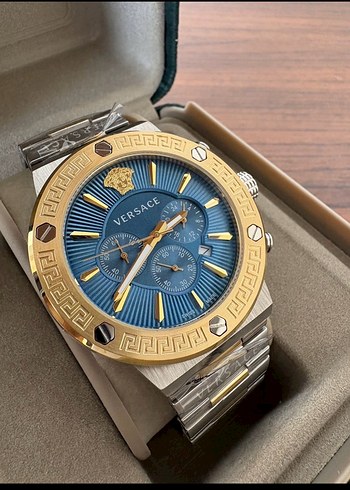 Versace Versace Altın ve Mavi Modern Klasik Erkek Saat