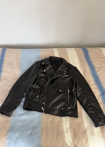 Zara Siyah Deri Biker Ceket