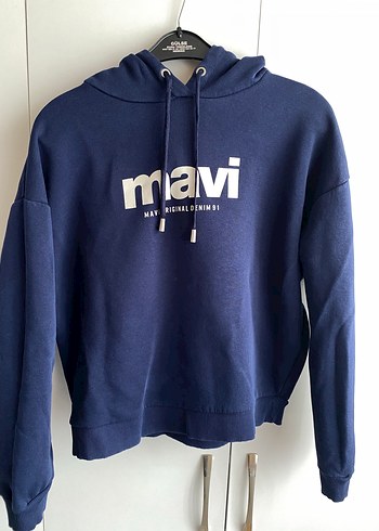 Mavi Lacivert Kapusonlu Sweatshirt