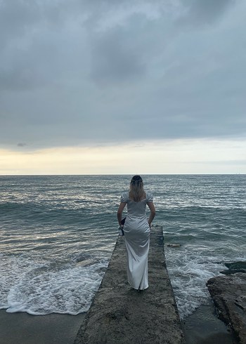 Beyaz balık model nikah elbisesi - Görsel 4