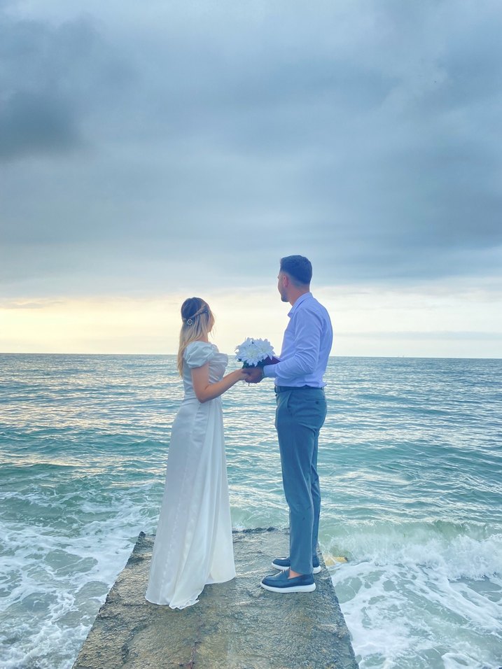 Beyaz balık model nikah elbisesi - Görsel 3