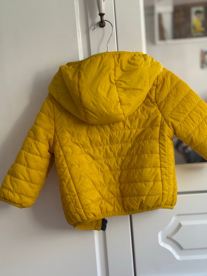 Kapüşonlu Sarı Erkek Çocuk Mont - Görsel 3